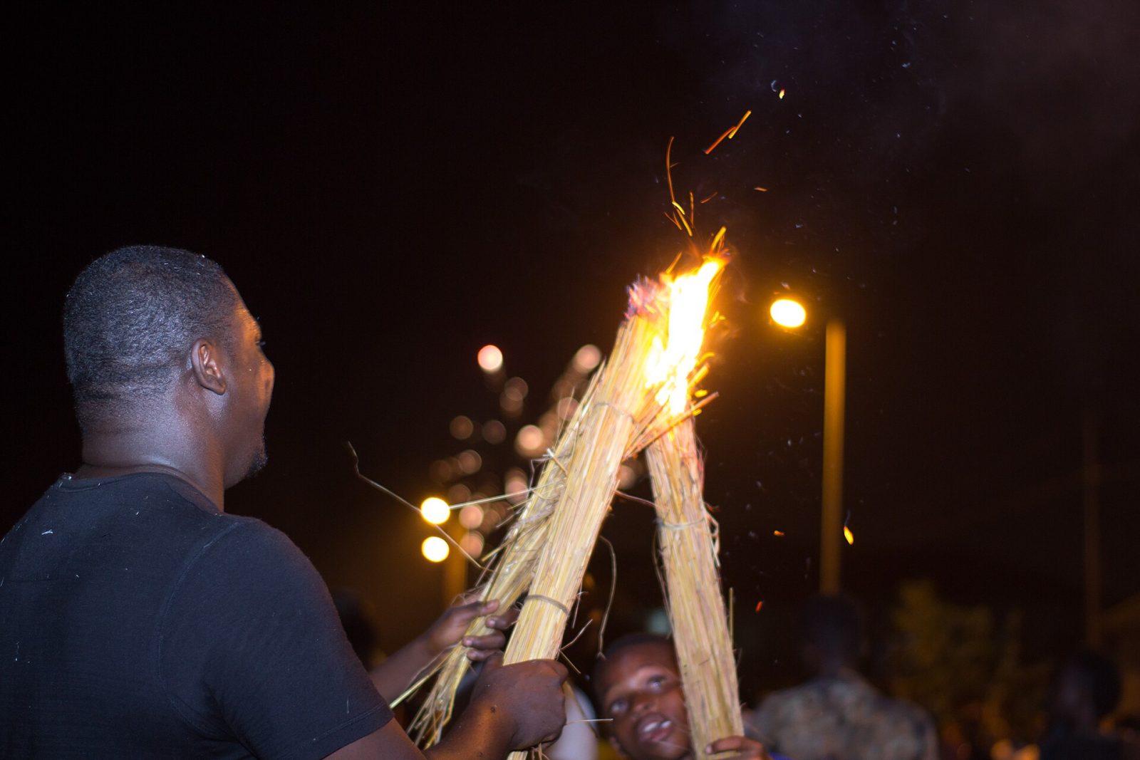 Burning torches at the Bugum fire festival