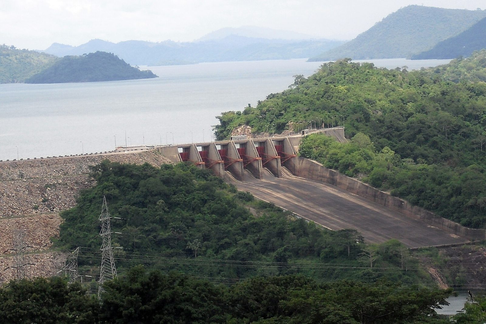 The Akosombo Dam spillway and Lake Volta